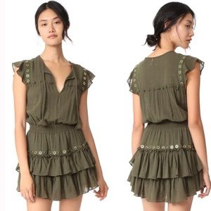Misa Los Angeles Olive Gauze Ruffle Mini Dress🫒